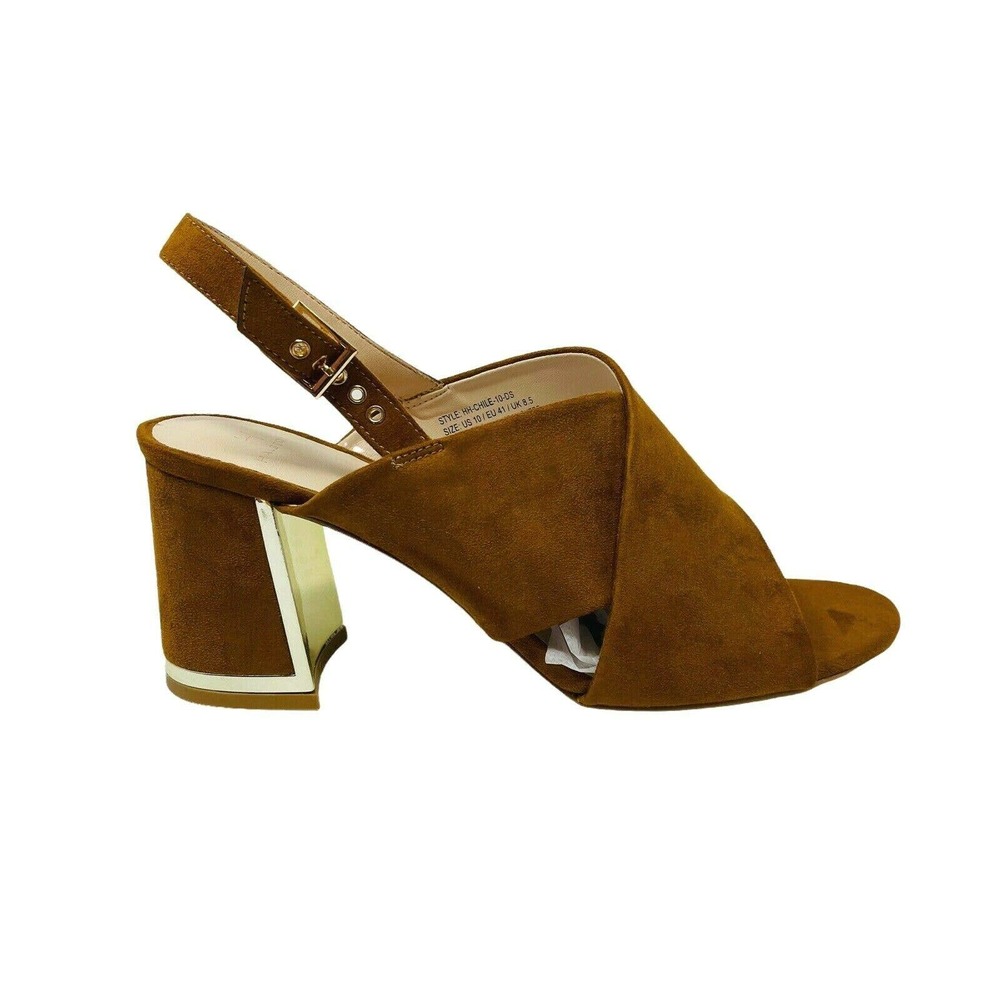 H Halston Womans Sz 10M Chile Criss Cross Straps High Heel Sandals Brown NIB - Picture 2 of 8